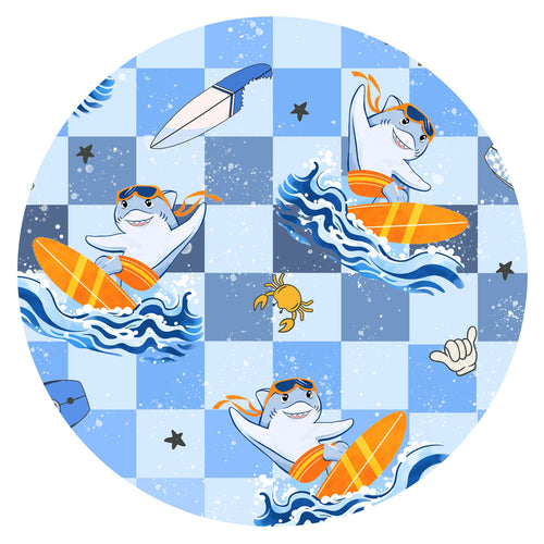 Surf's Up Sharks Blue Bamboo Zipper Romper Pajamas