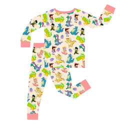 FancyPrince Cartoon Dragon Pink Kid Bamboo Two-Piece Pajama Set