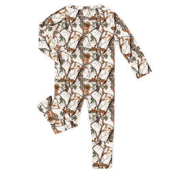 Winter Birch Camo Bamboo Zipper Romper Pajamas