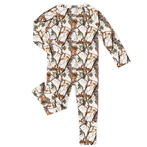 Winter Birch Camo Bamboo Zipper Romper Pajamas