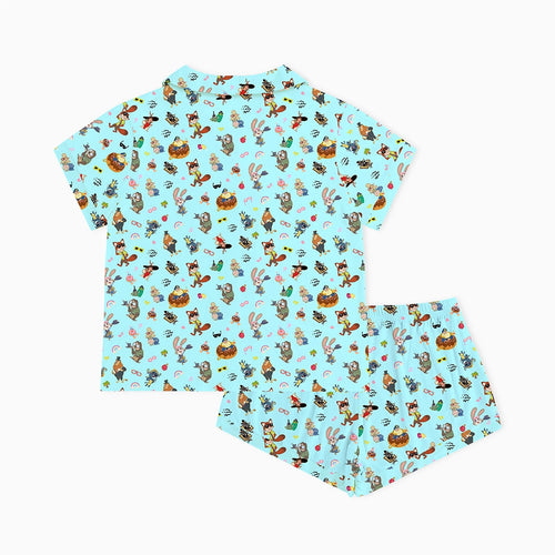 Crazy Zoo Mom&Me Blue Bamboo Family Short Matching Pajamas