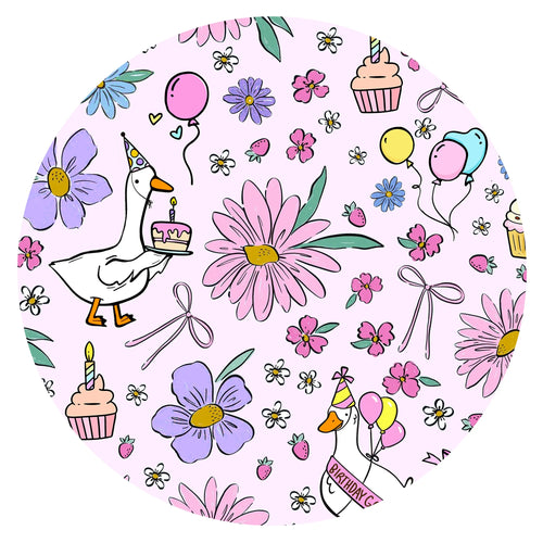 Birthday Goose Party Pink Bamboo Zipper Romper Pajamas
