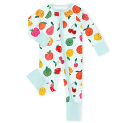 Summer Fruit Frenzy Bamboo Zipper Romper Pajamas