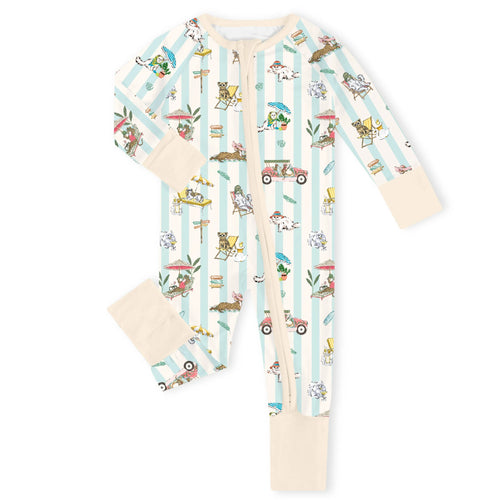 Resort Paw radise Blue Bamboo Zipper Romper Pajamas