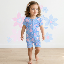 Spring Petal Party Short Bamboo Zippy Baby Romper