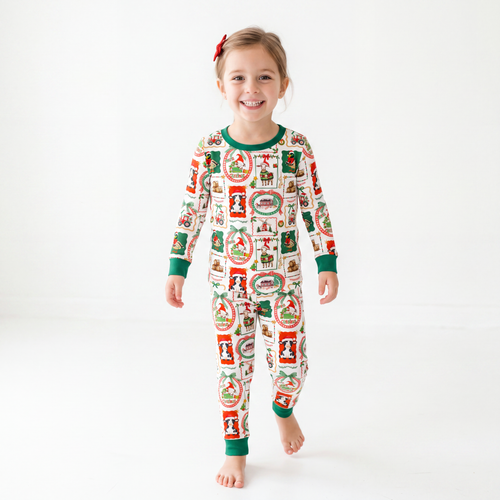 Christmas Farm Animals Kids Bamboo Two-Piece Pajama Set