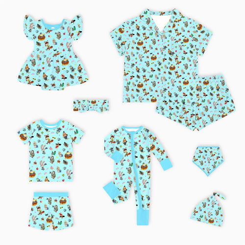 Crazy Zoo Mom&Me Blue Bamboo Family Short Matching Pajamas