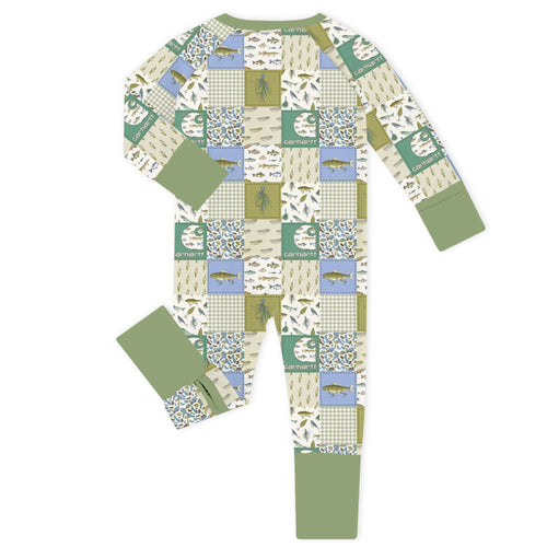 Outdoor Fishing Western Patchwork Bamboo Zipper Romper Pajamas