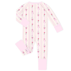 Coquette Ribbon Bunny Bamboo Zipper Romper Pajamas