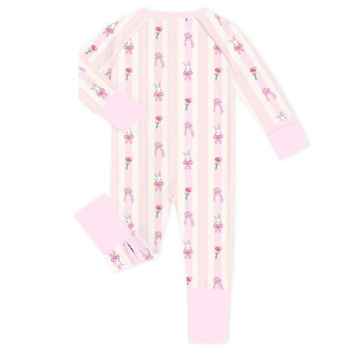 Coquette Ribbon Bunny Bamboo Zipper Romper Pajamas