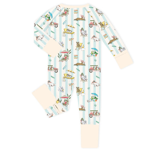 Resort Paw radise Blue Bamboo Zipper Romper Pajamas