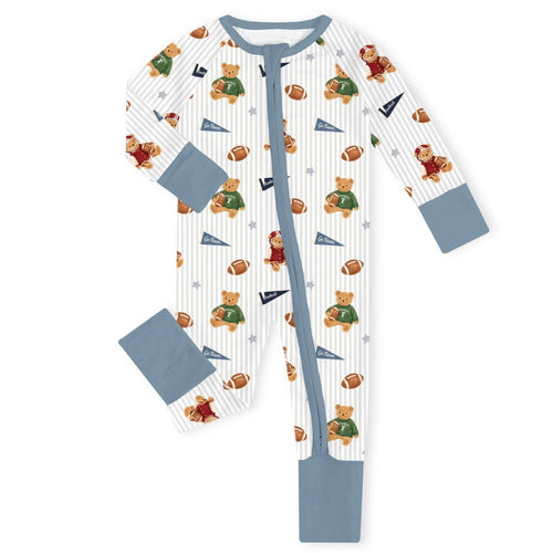 Touchdown Varsity Bears Bamboo Zipper Romper Pajamas