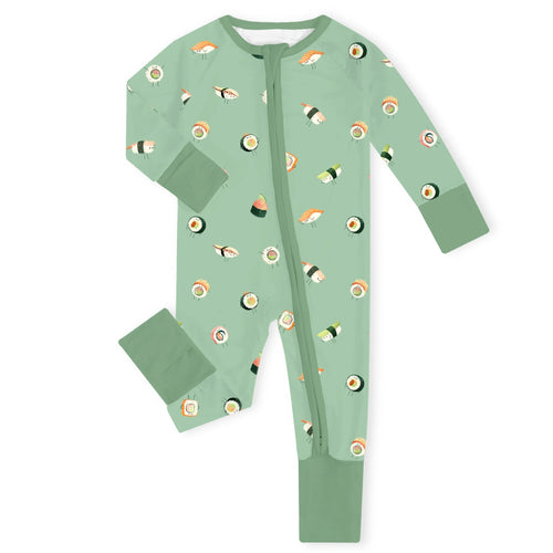 Happy Sushi Friends Bamboo Zipper Romper Pajamas