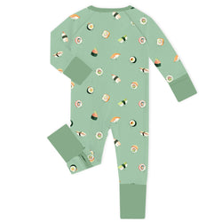 Happy Sushi Friends Bamboo Zipper Romper Pajamas