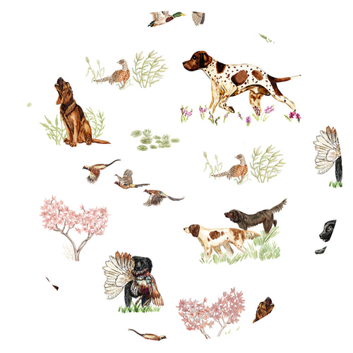 Hunting Puppy Dog and Game Bird Bamboo Zipper Romper Pajamas
