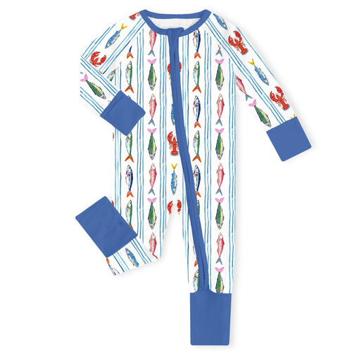 Coastal Catch Bamboo Zipper Romper Pajamas