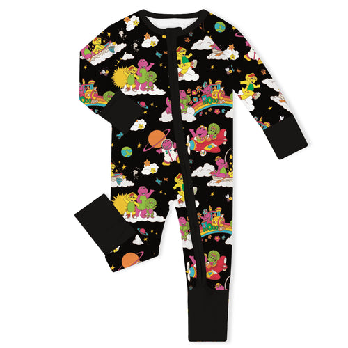 Tyrannosaurus Rex And Friends Baby Bamboo Zipper Romper Pajamas