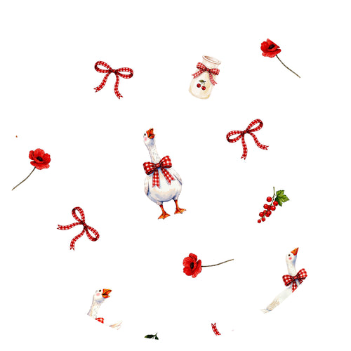 Christmas Country Goose and Bows Bamboo Zipper Romper Pajamas
