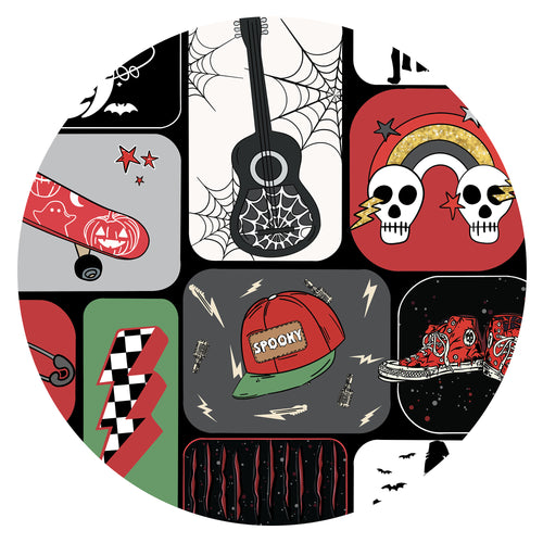 Halloween Spooky Skate Patchwork Bamboo Fitted Crib Sheet