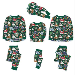 Christmas Car Snow Forest Green Bamboo Family Matching Pajamas