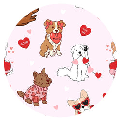 Valentine Heart Puppy Cuddle Crew Pink Bamboo Zipper Romper Pajamas