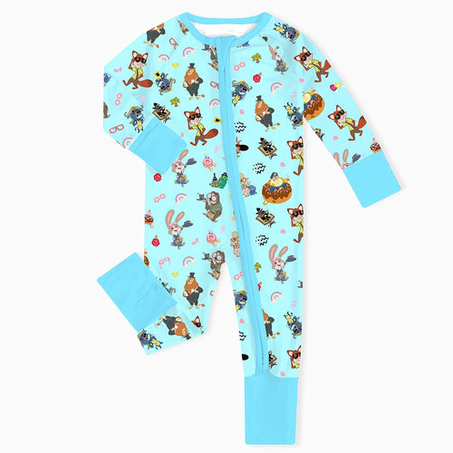 Crazy Zoo Mom&Me Blue Bamboo Family Short Matching Pajamas