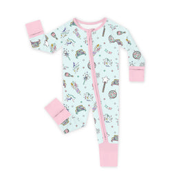 New Year Disco Party Bamboo Zipper Romper Pajamas