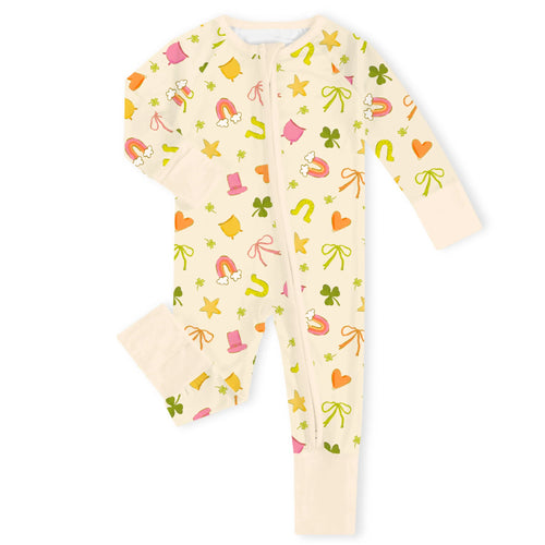 Lucky Charm Dreams Bamboo Zipper Romper Pajamas