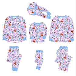 Christmas Big Face Snowman Multicolor Bamboo Family Matching Pajamas