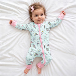 New Year Disco Party Bamboo Zipper Romper Pajamas