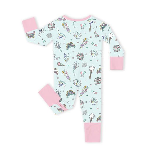 New Year Disco Party Bamboo Zipper Romper Pajamas