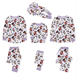 Halloween Princess Pumpkin Spider Purple Check Bamboo Family Matching Pajamas