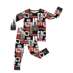Halloween Spooky Skate Patchwork Kids Bamboo Two-Piece Pajama Set