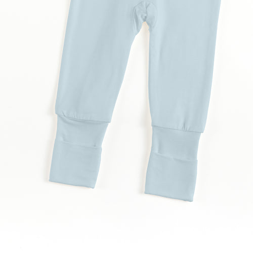 Solid Sky Blue Zipper Romper Pajamas
