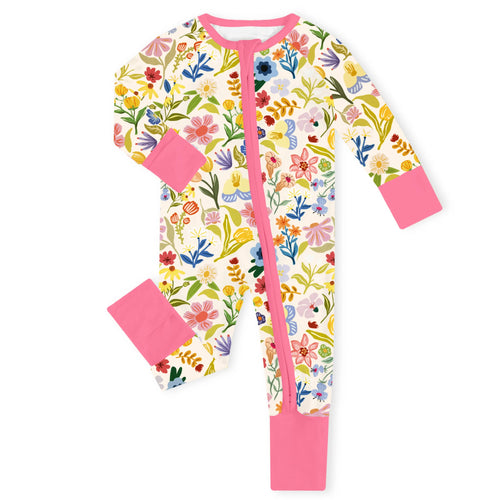 Wildflower Meadow Bamboo Zipper Romper Pajamas