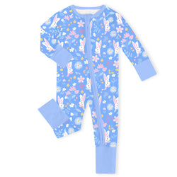 Garden Bunny Blossom Bamboo Zipper Romper Pajamas