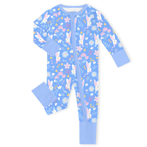 Garden Bunny Blossom Bamboo Zipper Romper Pajamas