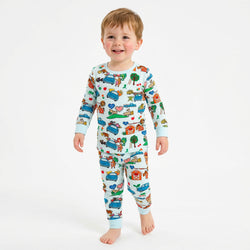 Farm Car and Animal Friends Life Kids Bamboo Two-Piece Pajama Set