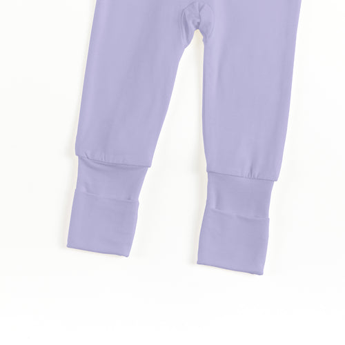 Soft Lavender Solid Bamboo Zipper Romper Pajamas