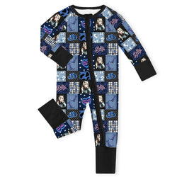 Neon Country Disco Black Bamboo Zipper Romper Pajamas