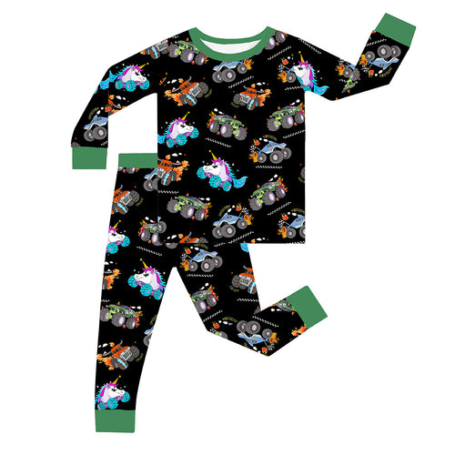 Monster Truck Kid Bamboo Two-Piece Pajama Set