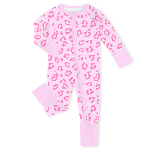 Wild Sweetness Pink Bamboo Zipper Romper Pajamas