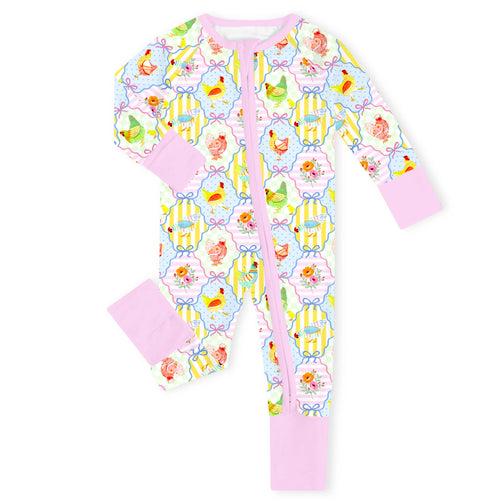 Pastel Country Coop Bamboo Zipper Romper Pajamas