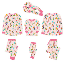 Pink Princess and Prince Stars Bamboo Family Matching Pajamas