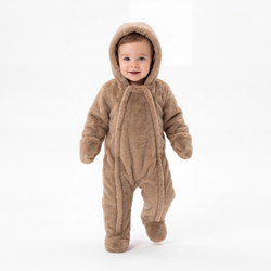 Chocolate Brown Baby Bear Fleece Hooded Romper