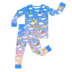 Cartoon Bear Moon Star Kid Bamboo Two-Piece Pajama Set