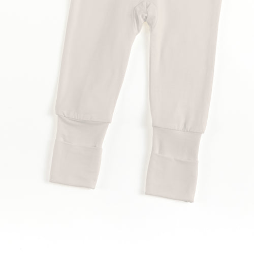 Oat Milk Solid Bamboo Zipper Romper Pajamas