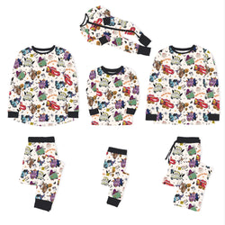 Halloween Car Pumpkin White Bamboo Family Matching Pajamas