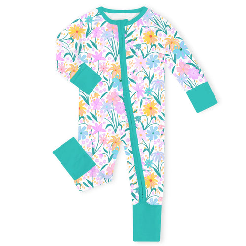 Wildflower Meadow Bamboo Zipper Romper Pajamas