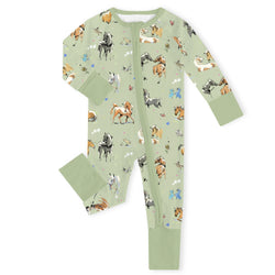 Little Pony Country Dream on Sage Green Bamboo Zipper Romper Pajamas